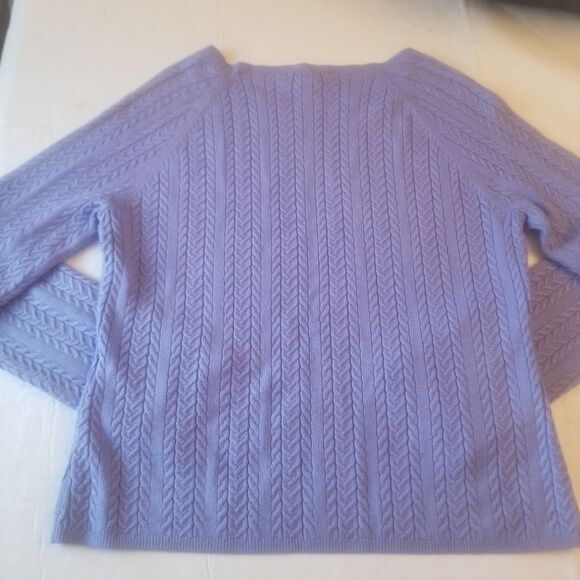Casual Corner Blue Braided Cable Knit Boat Neck Textured Sweater Size Large - Picture 5 of 10